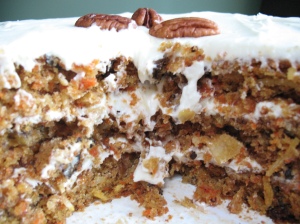 Inside the carrot cake - You're seeing carrot, coconut, pecans and goodness